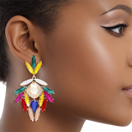 Drop Show Stopping Multi Marquise Crystal Earrings