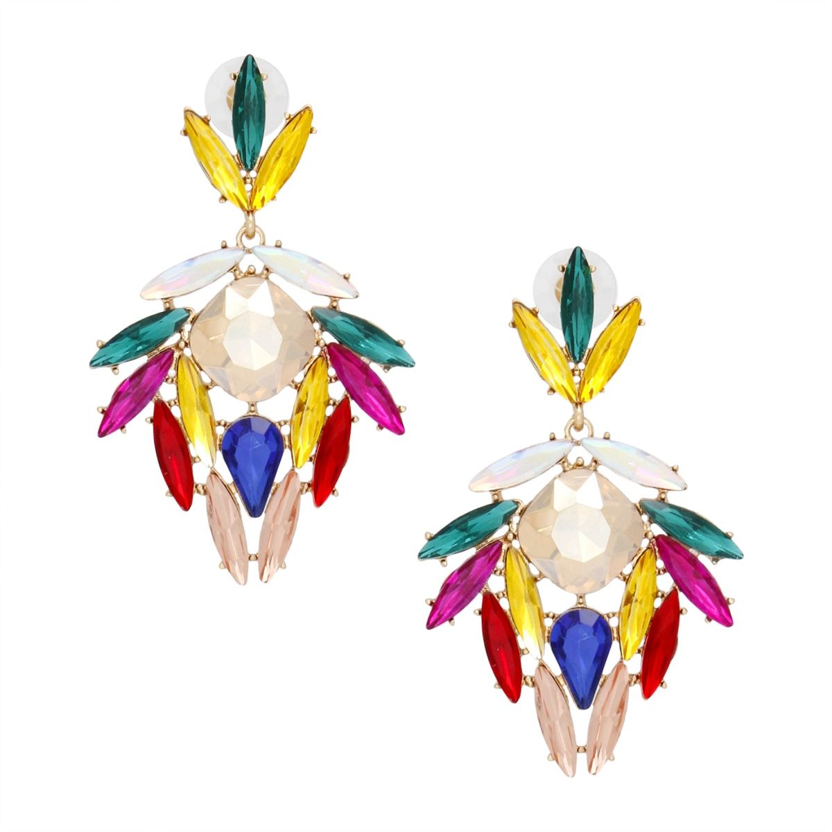 Drop Show Stopping Multi Marquise Crystal Earrings
